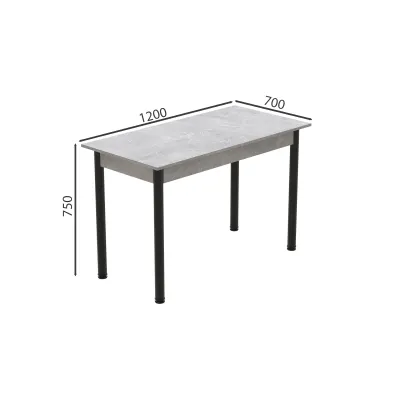 Стол кухонный Ferrum-decor Бенита 75x120x70 Черный ДСП Бетон 16мм (BEN0014)