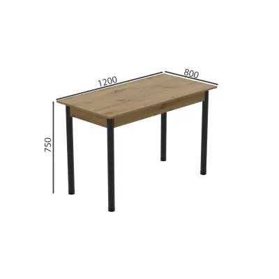 Стіл кухонний Ferrum-decor Беніта 75x120x80 Чорний ДСП Дуб Артізан 16мм (BEN0020)