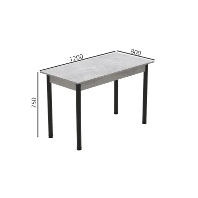 Стол кухонный Ferrum-decor Бенита 75x120x80 Черный ДСП Бетон 16мм (BEN0021)