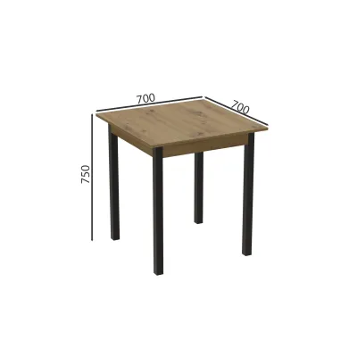 Стол кухонный Ferrum-decor Агата 75x70x70 Черный ДСП Дуб Артизан 16мм (AGA0013)