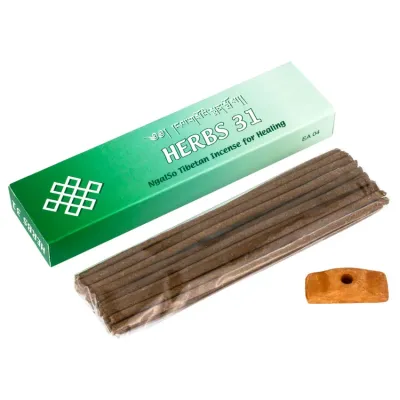 Пахощі Тибетські Gangchen Агар31 Трави Agar 31 Herbs 20 шт. 16х4,4х1,8 см Зелений (25975)