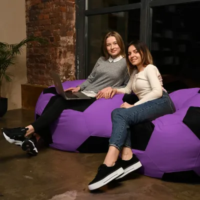 Крісло мішок М'яч Оксфорд 120см Студія Комфорту Великий Фіолетовий + Чорний