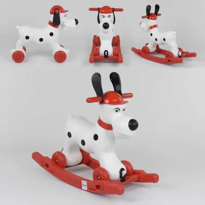 Качалка-каталка 2 в 1 Собачка со съемным поддоном, на колесиках White/Red (77235)
