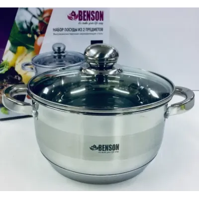 Кастрюля из нержавеющей стали с крышкой Benson BN-219 3.5л