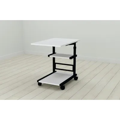 Стол приставной Ferrum-decor Адан 62x40x60 металл Черный ДСП Белое 16мм (ADA0001)