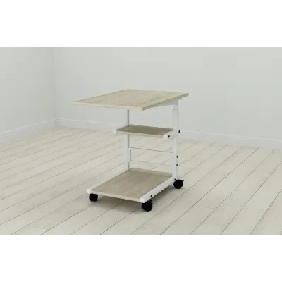 Стол приставной Ferrum-decor Адан 62x40x60 металл Белый ДСП Дуб Сонома 16мм (ADA0011)