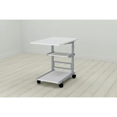 Стол приставной Ferrum-decor Адан 62x40x60 металл Серый ДСП Белое 16мм (ADA0015)