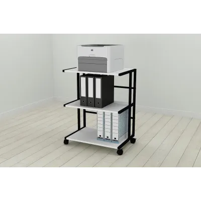 Етажерка на коліщатках Ferrum-decor Каміло 75x40x60 метал Чорний ДСП Біле 16мм (KAM0001)