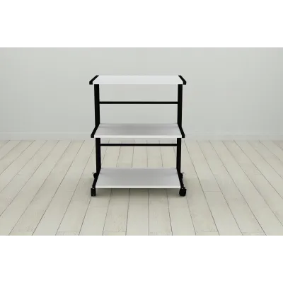 Етажерка на коліщатках Ferrum-decor Каміло 75x40x60 метал Чорний ДСП Біле 16мм (KAM0001)