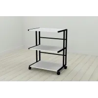 Етажерка на коліщатках Ferrum-decor Каміло 75x40x60 метал Чорний ДСП Біле 16мм (KAM0001)