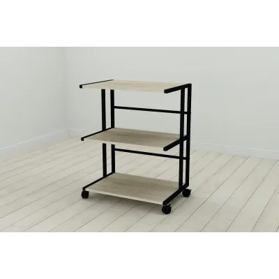 Этажерка на колесиках Ferrum-decor Камило 75x40x60 металл Черный ДСП Дуб Сонома 16мм (KAM0004)