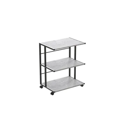 Этажерка на колесиках Ferrum-decor Камило 75x40x60 металл Черный ДСП Бетон 16мм (KAM0007)