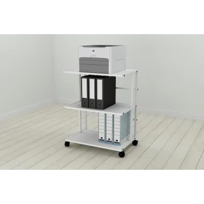 Етажерка на коліщатках Ferrum-decor Каміло 75x40x60 метал Білий ДСП Біле 16мм (KAM0008)