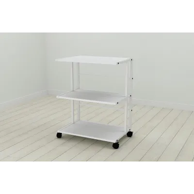 Етажерка на коліщатках Ferrum-decor Каміло 75x40x60 метал Білий ДСП Біле 16мм (KAM0008)