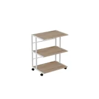 Этажерка на колесиках Ferrum-decor Камило 75x40x60 металл Белый ДСП Дуб Сан-Марино 16мм (KAM0009)