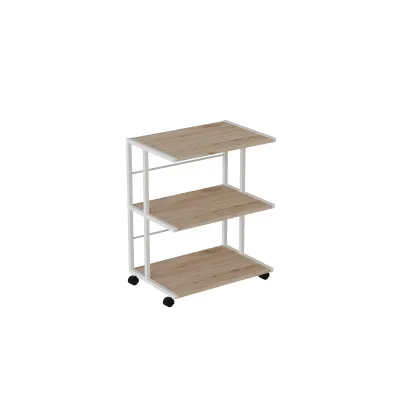 Этажерка на колесиках Ferrum-decor Камило 75x40x60 металл Белый ДСП Дуб Сан-Марино 16мм (KAM0009)