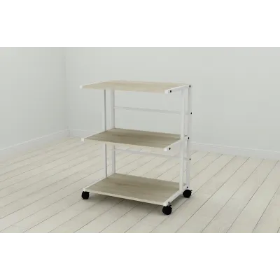 Этажерка на колесиках Ferrum-decor Камило 75x40x60 металл Белый ДСП Дуб Сонома 16мм (KAM0011)