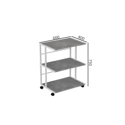 Этажерка на колесиках Ferrum-decor Камило 75x40x60 металл Белый ДСП Бетон 16мм (KAM0014)