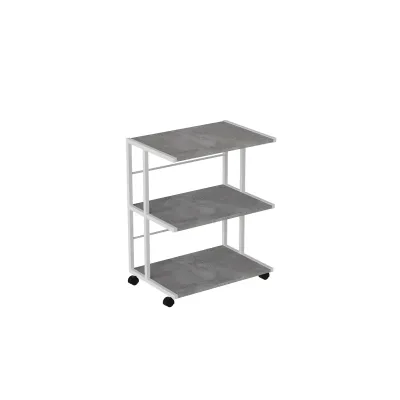 Этажерка на колесиках Ferrum-decor Камило 75x40x60 металл Белый ДСП Бетон 16мм (KAM0014)