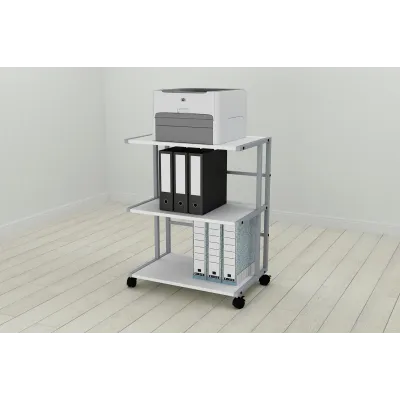 Етажерка на коліщатках Ferrum-decor Каміло 75x40x60 метал Сірий ДСП Біле 16мм (KAM0015)