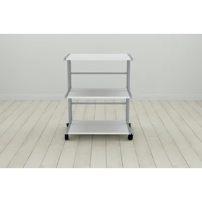 Етажерка на коліщатках Ferrum-decor Каміло 75x40x60 метал Сірий ДСП Біле 16мм (KAM0015)