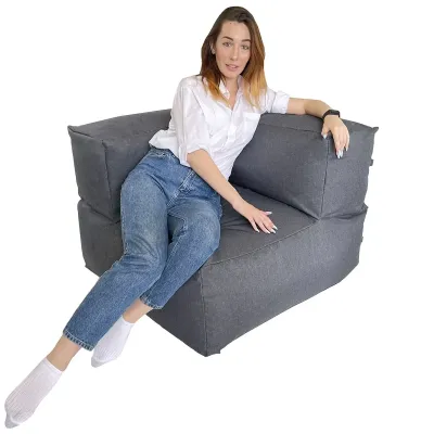 Безкаркасний модульний диван Блек Кутовий Tia-Sport (sm-0704-1) сірий