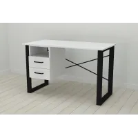 Письменный стол с ящиками Ferrum-decor Оскар 750x1200x600 металл Черный ДСП Белое 16 мм (OSK0001) Письменный стол с ящиками Ferrum-decor Оскар 750x1200x600 металл Черный ДСП Белое 16 мм (OSK0001)