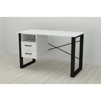 Письмовий стіл із ящиками Ferrum-decor Оскар 750x1200x600 метал Чорний ДСП Біле 16 мм (OSK0001)