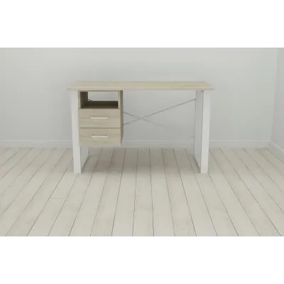 Письменный стол с ящиками Ferrum-decor Оскар 750x1200x600 металл Белый ДСП Сонома 16 мм (OSK0011) Письменный стол с ящиками Ferrum-decor Оскар 750x1200x600 металл Белый ДСП Сонома 16 мм (OSK0011)