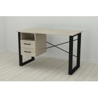 Письмовий стіл із ящиками Ferrum-decor Оскар 750x1400x600 метал Чорний ДСП Сонома 16 мм (OSK0025)
