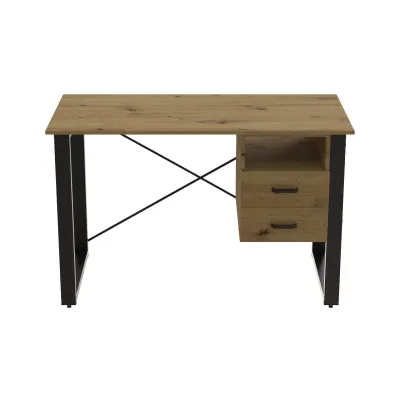 Письмовий стіл із ящиками Ferrum-decor Оскар 750x1400x600 метал Чорний ДСП Дуб Артізан 16 мм (OSK0027)