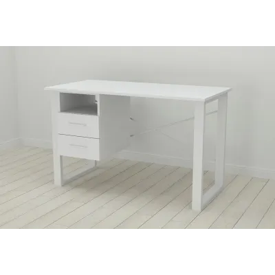 Письмовий стіл із ящиками Ferrum-decor Оскар 750x1400x600 метал Білий ДСП Біле 16 мм (OSK0029)