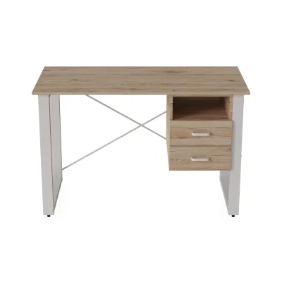 Письмовий стіл із ящиками Ferrum-decor Оскар 750x1400x600 метал Білий ДСП Дуб Сан-Маріно 16 мм (OSK0030)