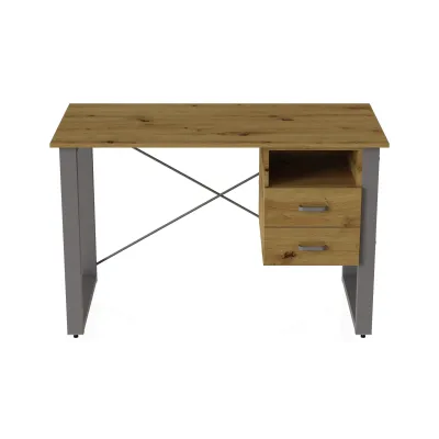 Письмовий стіл із ящиками Ferrum-decor Оскар 750x1400x600 метал Сірий ДСП Дуб Артізан 16 мм (OSK0041)