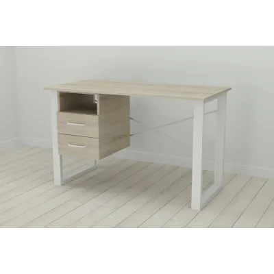 Письменный стол с ящиками Ferrum-decor Оскар  750x1200x700 металл Белый ДСП Сонома 16 мм (OSK0053)