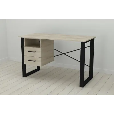 Письменный стол с ящиками Ferrum-decor Оскар  750x1400x700 металл Черный ДСП Сонома 16 мм (OSK0067)