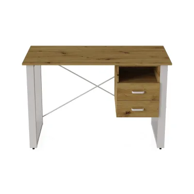 Письменный стол с ящиками Ferrum-decor Оскар 750x1400x700 металл Белый ДСП Дуб Артизан 16 мм (OSK0076)