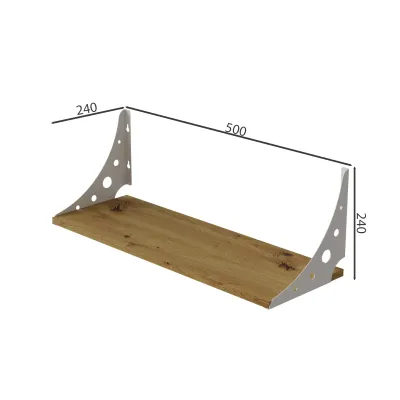 Полка настенная Ferrum-decor Ханди 2 240x500x240 металл Белый ДСП Дуб Артизан 16 мм (XND0013)