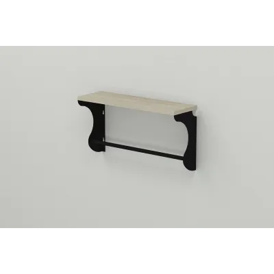 Полка настенная Ferrum-decor Юзиби 270x700x150 металл Черный ДСП Сонома 16 мм (UZI0046)