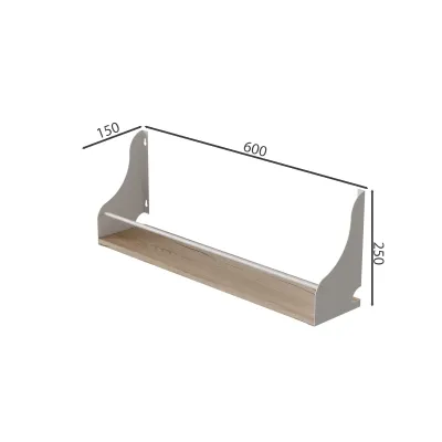 Полиця настінна Ferrum-decor Ізі 260x600x150 метал Білий ДСП Дуб Сан-Маріно 16 мм (IZI0030)