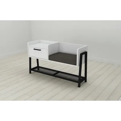 Банкетка с тумбочкой Ferrum-decor Бланка 540x1000x320 металл Черный ДСП Белое 16 мм (BLA0001)