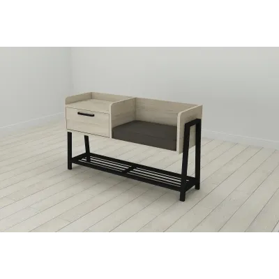 Банкетка с тумбочкой Ferrum-decor Бланка 540x1000x320 металл Черный ДСП Сонома 16 мм (BLA0004)