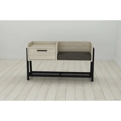 Банкетка с тумбочкой Ferrum-decor Бланка 540x1000x320 металл Черный ДСП Сонома 16 мм (BLA0004)