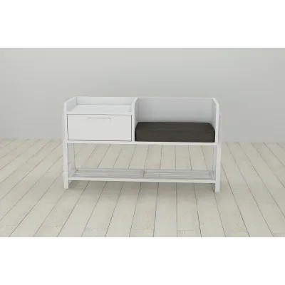 Банкетка з тумбочкою Ferrum-decor Бланка 540x1000x320 метал Білий ДСП Біле 16 мм (BLA0008)