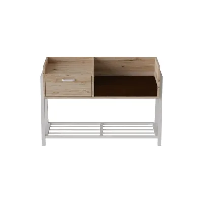 Банкетка із тумбочкою Ferrum-decor Бланка 540x1000x320 метал Білий ДСП Дуб Сан-Маріно 16 мм (BLA0009) Банкетка із тумбочкою Ferrum-decor Бланка 540x1000x320 метал Білий ДСП Дуб Сан-Маріно 16 мм (BLA0009)