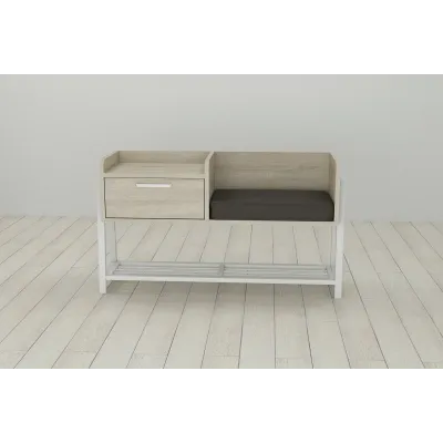 Банкетка із тумбочкою Ferrum-decor Бланка 540x1000x320 метал Білий ДСП Сонома 16 мм (BLA0011)