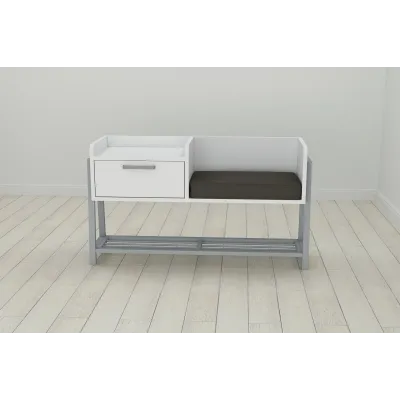 Банкетка з тумбочкою Ferrum-decor Бланка 540x1000x320 метал Сірий ДСП Біле 16 мм (BLA0015) Банкетка з тумбочкою Ferrum-decor Бланка 540x1000x320 метал Сірий ДСП Біле 16 мм (BLA0015)