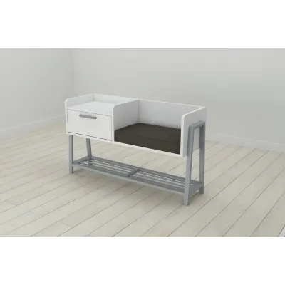 Банкетка с тумбочкой Ferrum-decor Бланка 540x1000x320 металл Серый ДСП Белое 16 мм (BLA0015)