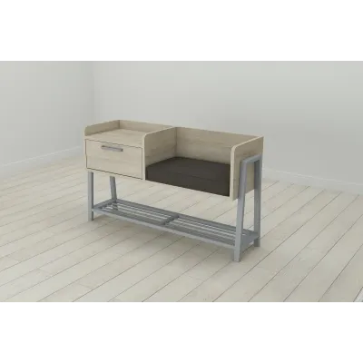 Банкетка із тумбочкою Ferrum-decor Бланка 540x1000x320 метал Сірий ДСП Сонома 16 мм (BLA0018)