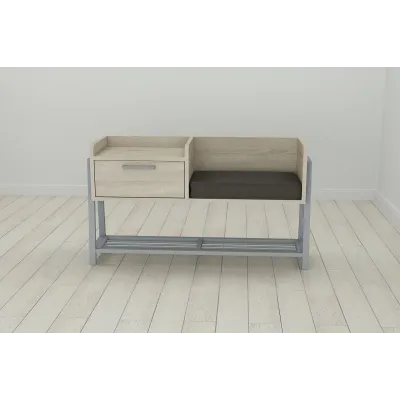 Банкетка із тумбочкою Ferrum-decor Бланка 540x1000x320 метал Сірий ДСП Сонома 16 мм (BLA0018)